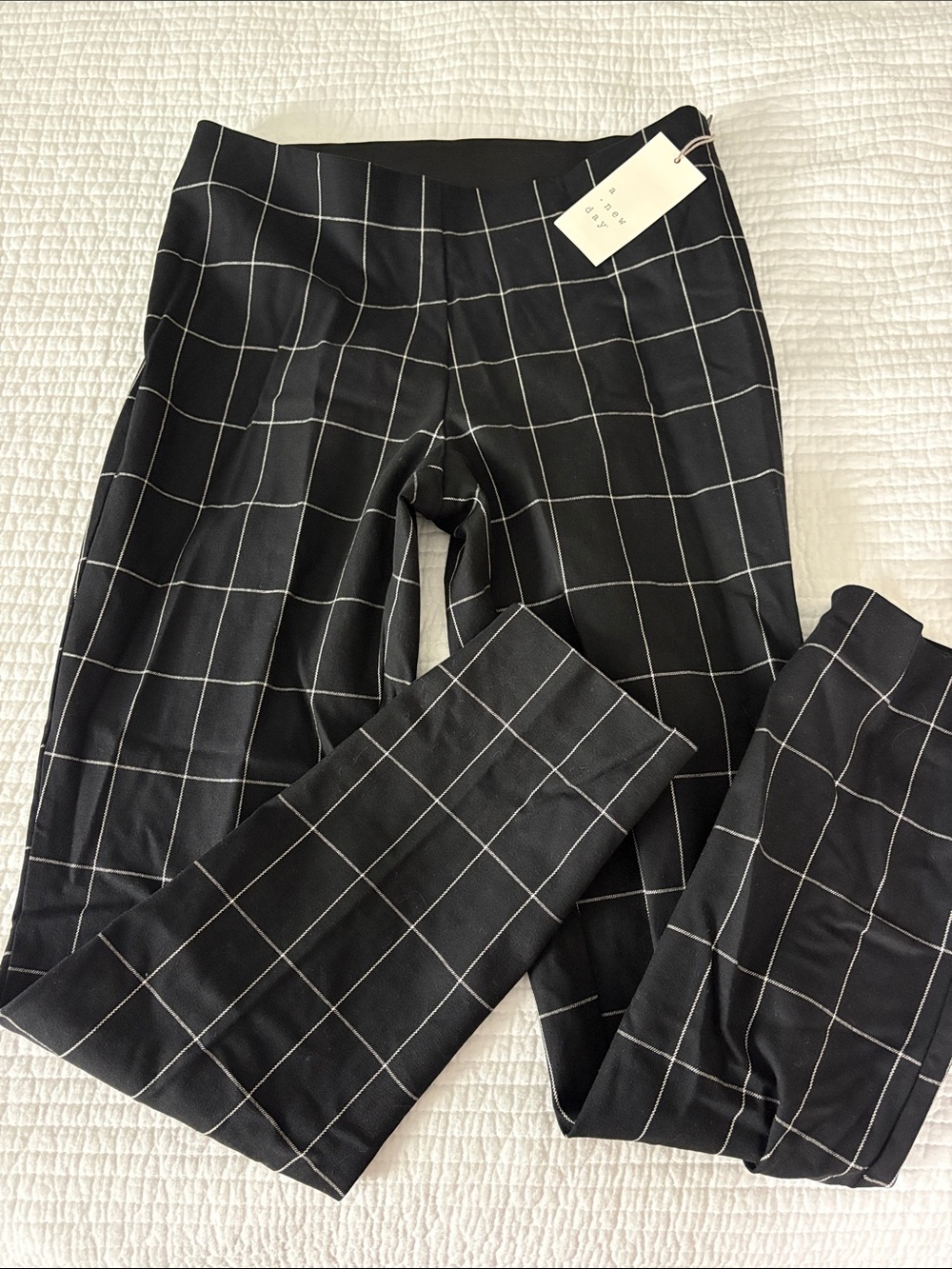 Windowpane Black Stretch Ponte Pants